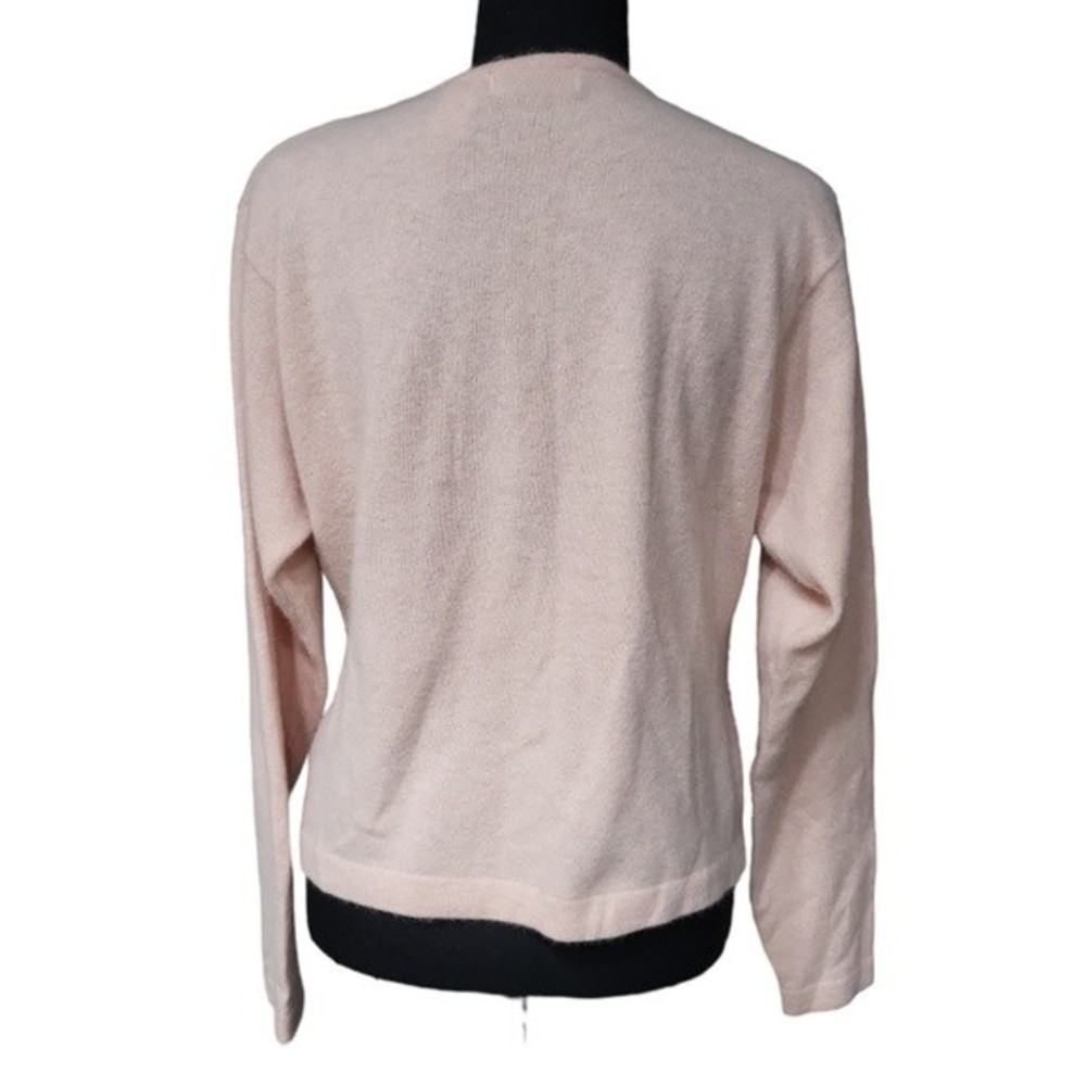 EUC Angora wool Liz Claiborne women's peachy pink crewneck lambwool sweater, M - Picture 3 of 6